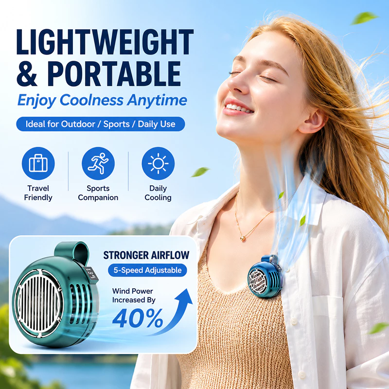 Mini clip fan shown as a lightweight portable cooling option