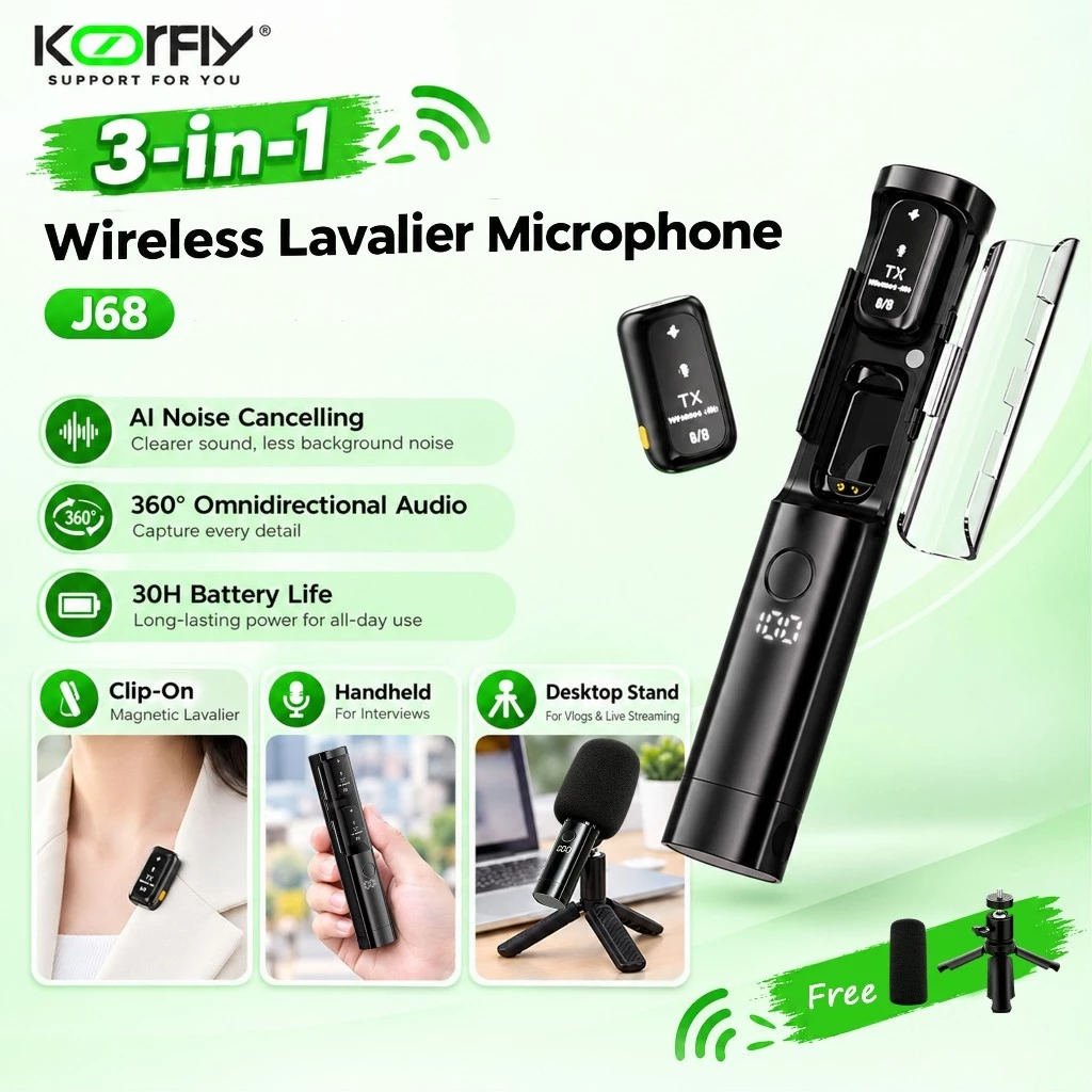 KOORFLY J68 three-in-one wireless lavalier microphone set