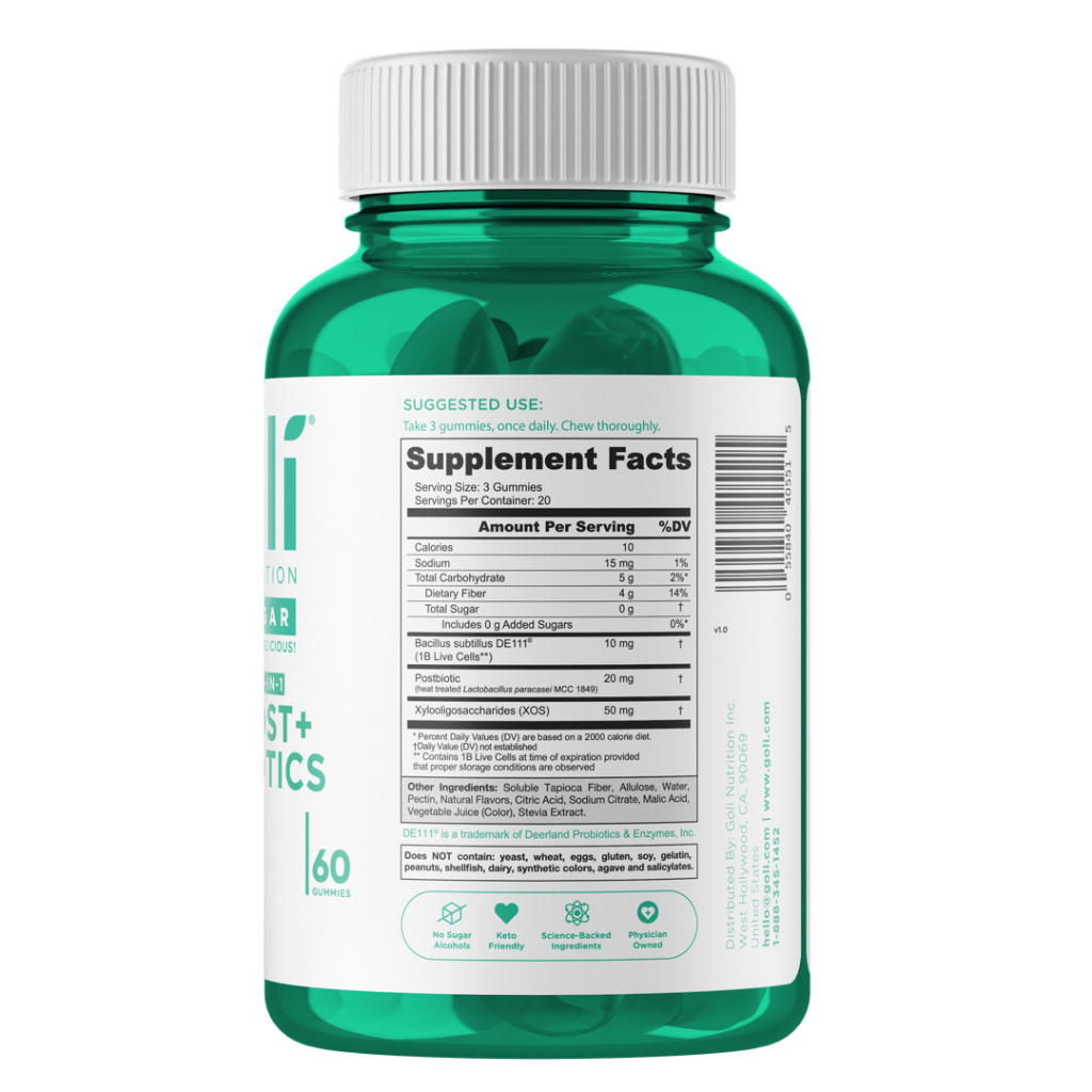 Goli Nutrition Zero Sugar Pre+Post+Probiotics Gummies product information