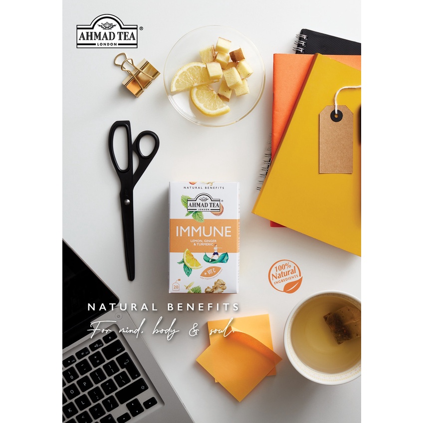 Ahmad Tea Immune infusion with lemon and ginger styling
