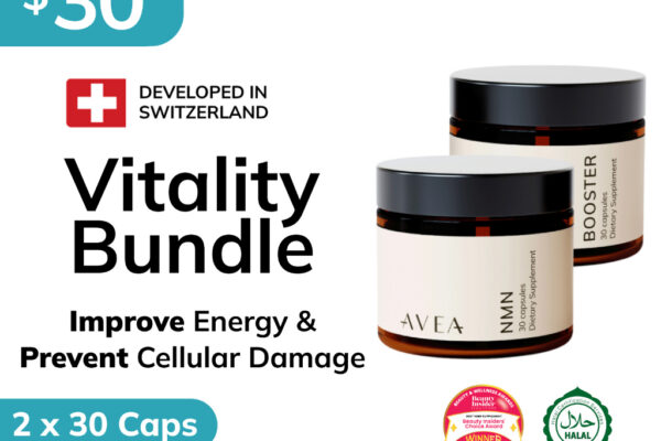 AVEA Vitality Bundle NMN and Booster bottles, 30 capsules each