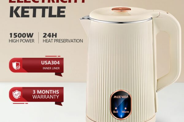 MEEVIDA off-white 1.8L electric kettle with boil and warm controls