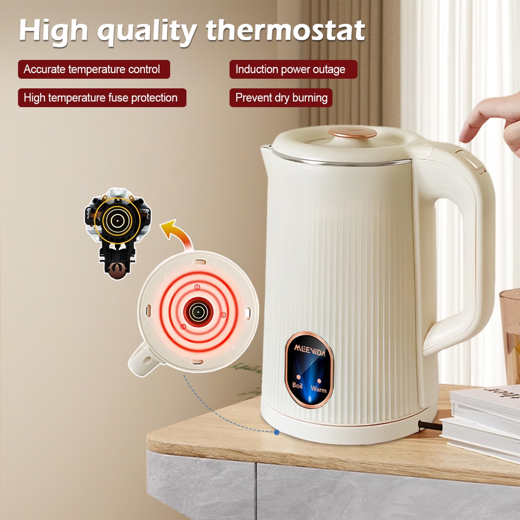Thermostat and boil-dry protection features