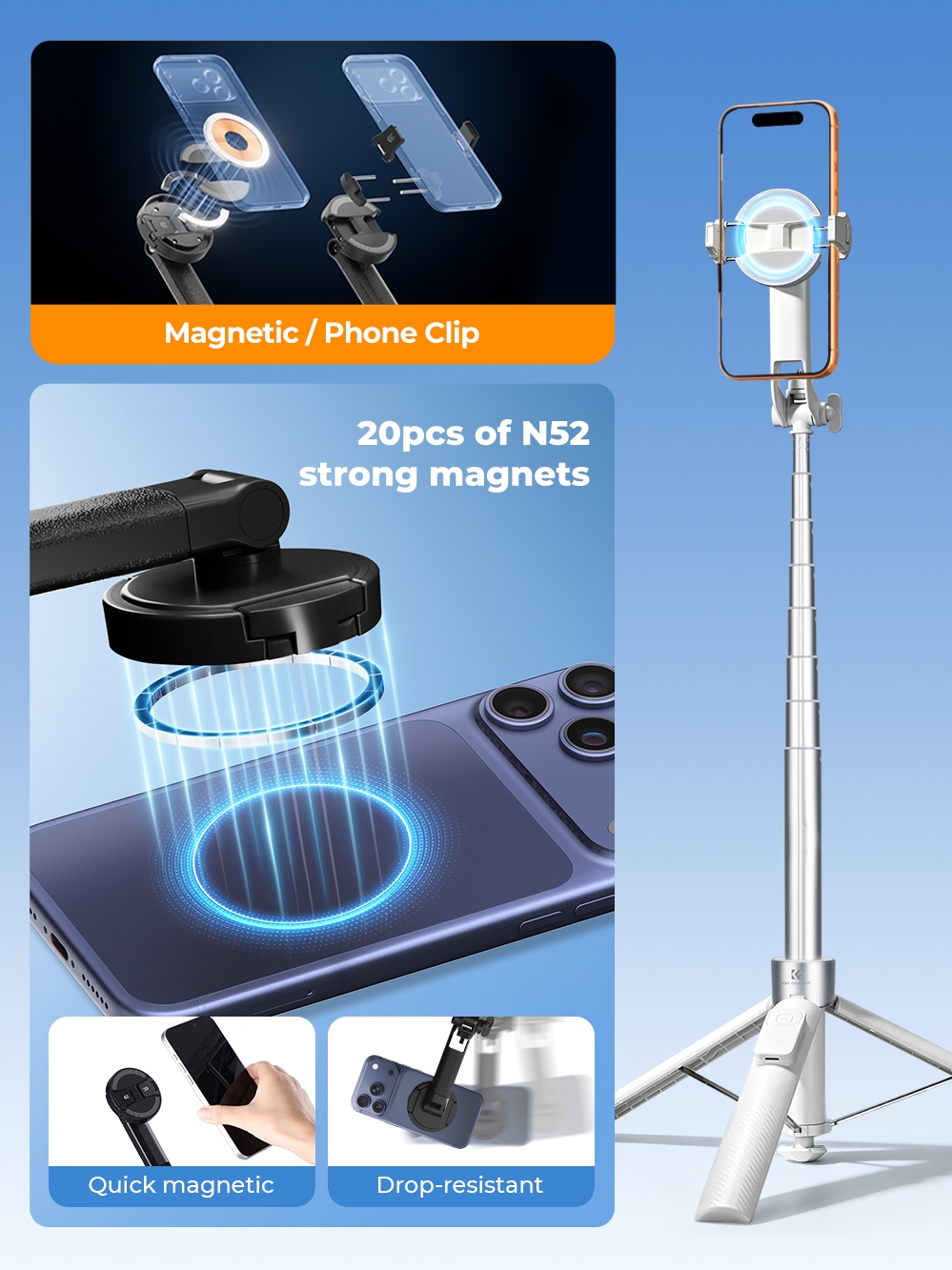 K&F CONCEPT MS-52 magnetic phone clip design