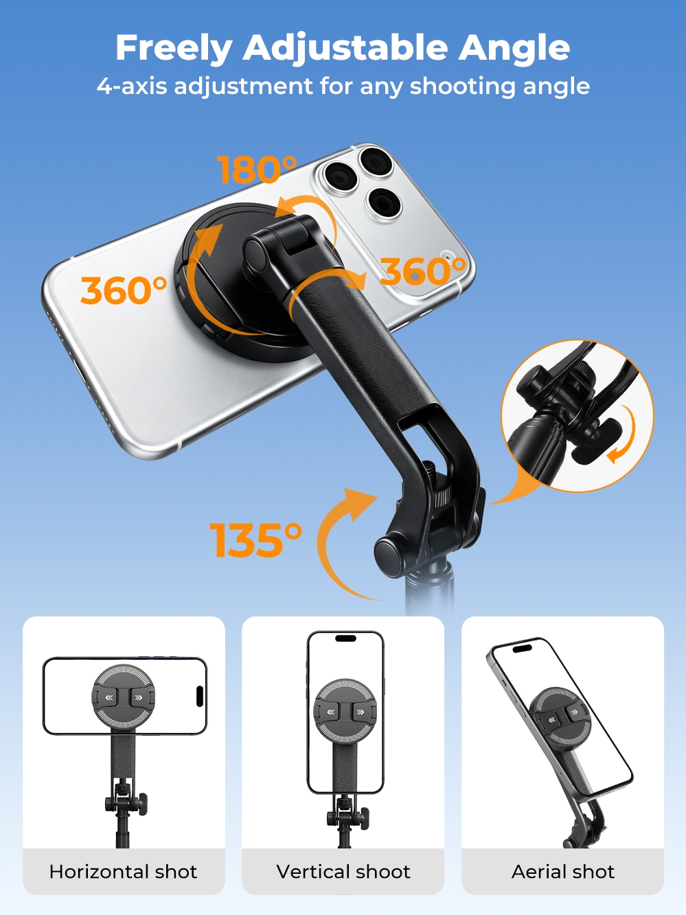 K&F CONCEPT MS-52 adjustable phone holder angles