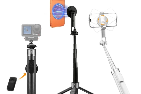 K&F CONCEPT MS-52 magnetic selfie stick and tripod in black and white