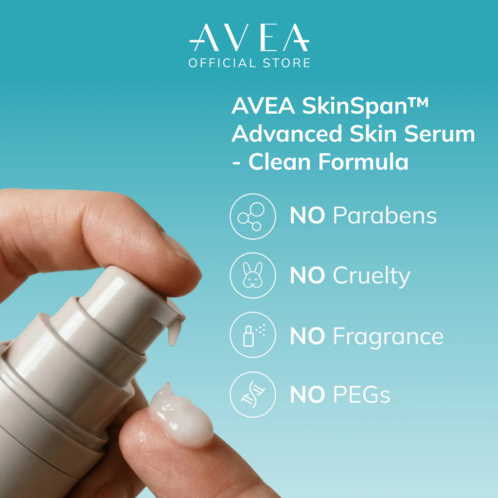 AVEA SkinSpan serum application and formula features