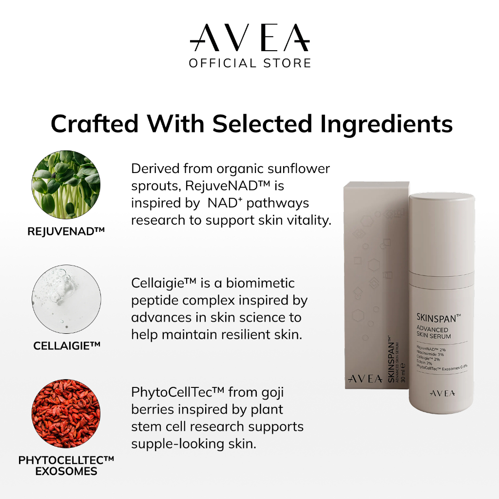 AVEA SkinSpan serum ingredient highlights